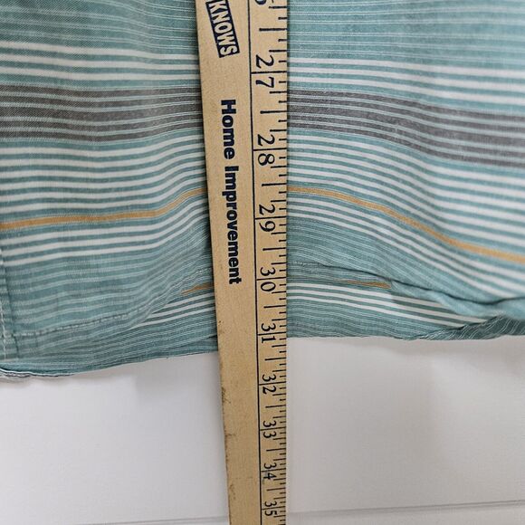 Quiksilver Shirt Men's Large Green Striped Button Up Cotton Blend Pockets GUC - Picture 5 of 8